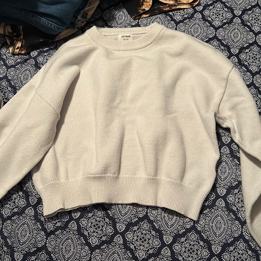 cropped white sweater